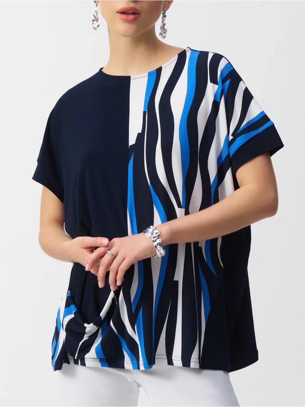 NWT Joseph Ribkoff Geometric Abstract Print Boxy Top Blouse Size 2
